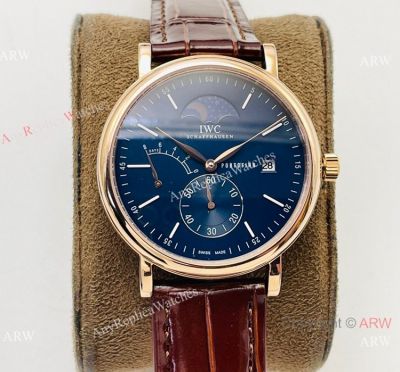 AI Factory Swiss IWC Portofino Moon Phase Watch Rose Gold Blue